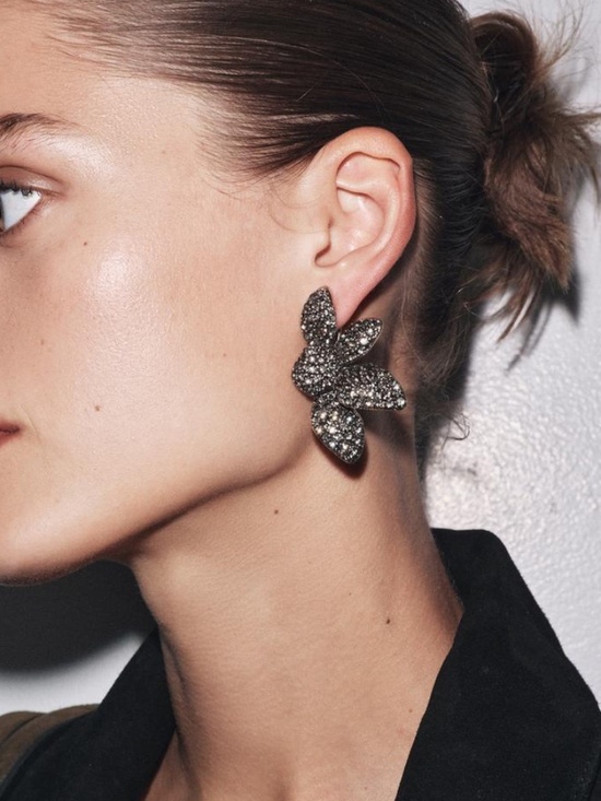 Zara Jewelry - NWT Zara Rhinestones Fan Shaped Earrings